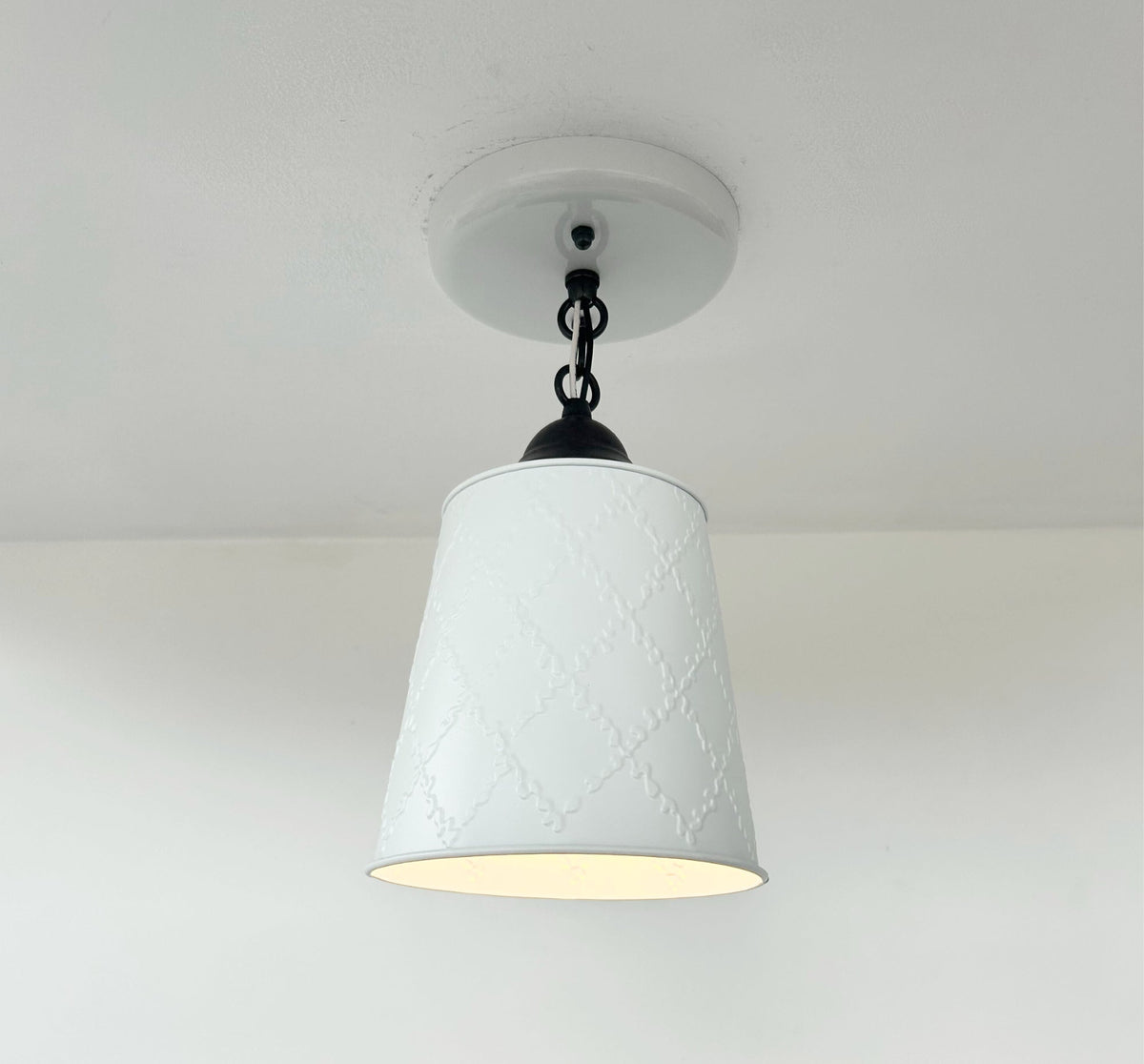 Embossed White Tin Ceiling Light