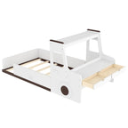 Twin Size Car-Shaped Floor Bed with Storage for Kids