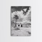 Palm Tree, Desert Shack, Abandoned Beauty, Western Minimalism, Canvas Print, Living Room Wall Art, Rustic Modern Style, Boho Wall Decor