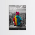 Urban View, Colorful Hoodie, NYC Vibes, Canvas Print, Cityscape Wall Art, Street Style Decor, Modern Apartment Statement Art