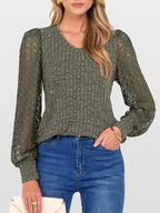 Lace Sleeve V-Neck T-Shirt