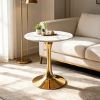 Mid-Century Tulip Dining Table With White Marble Top