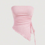 Women's Solid Color Tie-wrapped Bustier Top