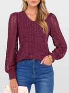 Lace Sleeve V-Neck T-Shirt