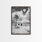 Palm Tree, Desert Shack, Abandoned Beauty, Western Minimalism, Canvas Print, Living Room Wall Art, Rustic Modern Style, Boho Wall Decor