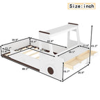 Twin Size Car-Shaped Floor Bed with Storage for Kids