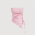 Women's Solid Color Tie-wrapped Bustier Top