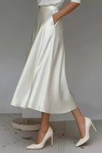 Satin A-Line Midi Skirt