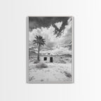 Palm Tree, Desert Shack, Abandoned Beauty, Western Minimalism, Canvas Print, Living Room Wall Art, Rustic Modern Style, Boho Wall Decor