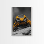 Lizard Close Up, Yellow and Black, Reptile Macro, Framed Canvas Print, Nature Photography, Animal Art, Man Cave Wall Art, Wildlife Decor