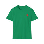 Minimal Red Heart Tee — Small Heart Chest Graphic T-Shirt