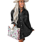Multi-button Long-sleeve Denim Skirt Relaxed-fit Short Skirt