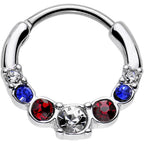 16G 9mm Red Clear Blue Gem All American Simple Septum Clicker