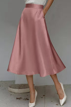 Satin A-Line Midi Skirt