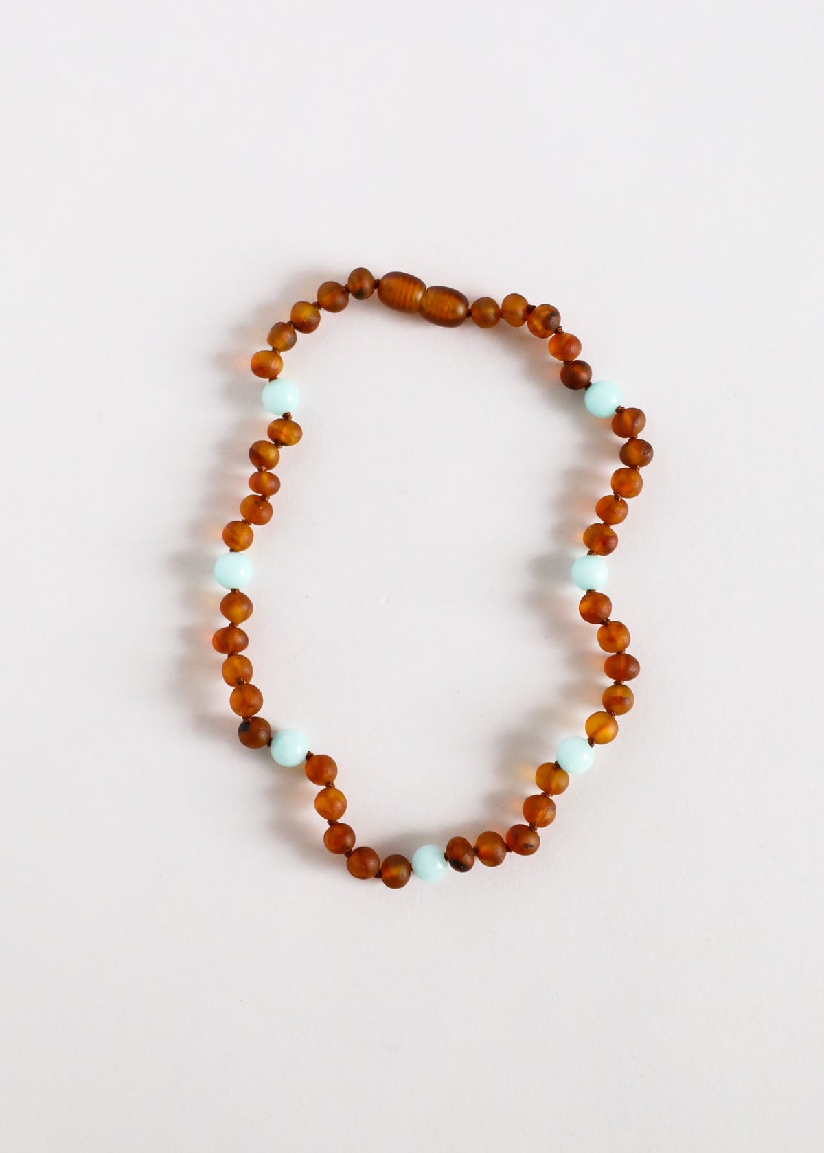 Raw Cognac Baltic Amber + Amazonite || Halo Necklace ||