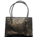 The Amy| Hand-Tooled Leather Tote Bag