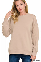 Full Size Fleece Hi-low Boyfriend Sweatshirts with Pockets Plus Size