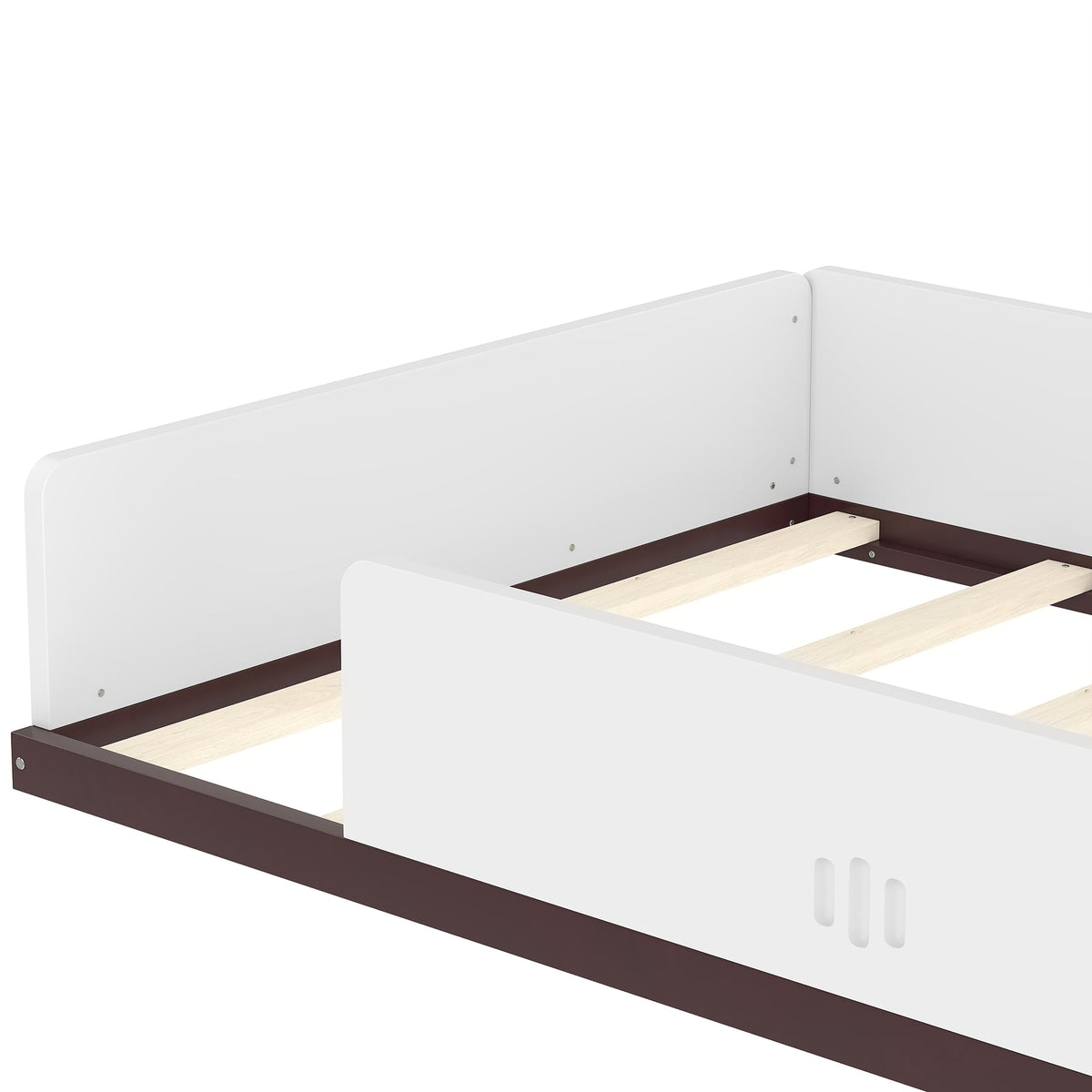 Twin Size Car-Shaped Floor Bed with Storage for Kids