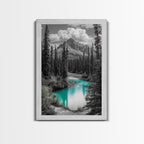 Mountain River, Turquoise Stream, Serene Nature Scene, Canvas Print, Living Room Wall Art, Minimal Landscape Decor, Cabin Vibes
