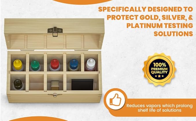 Professional Gold, Silver, Platinum Jewelry Testing Kit with Stone Instructions and Box with 30X Eye Loupe Magnifier Precious Metals 10K-24K