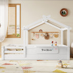 Twin Size Floor Bed with Guardrails and Roof