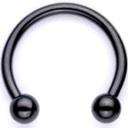16G 3/8 Teal Faux Opal Black Anodized Horseshoe Closure Ring Set