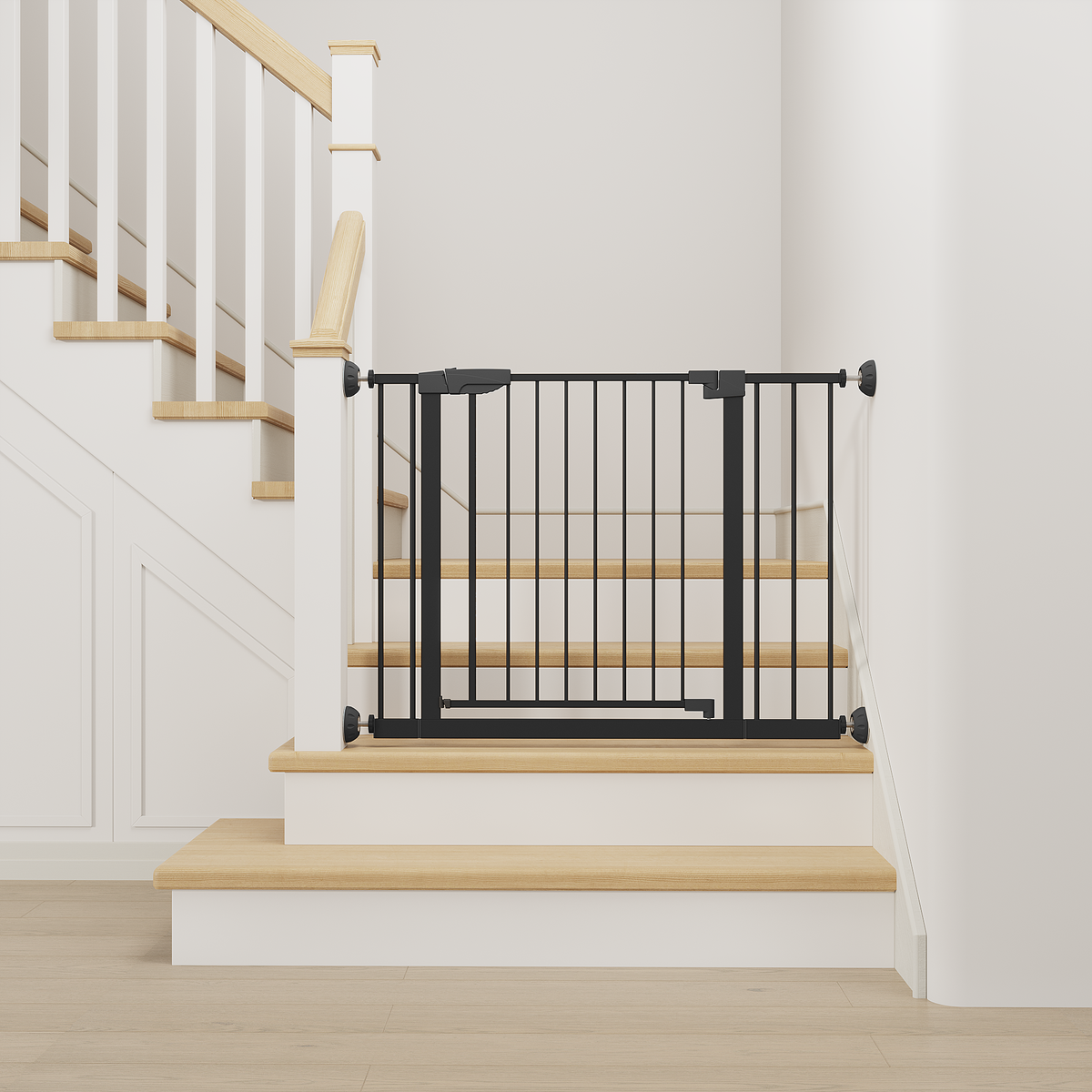 29.5-45.3" Wide Baby Gate with Wall Protector for Stairs