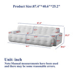 87.4-Inch Cloud Series Minimalist Button-Tufted Square Arm Three-Seater Sofa