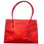 The Amy| Hand-Tooled Leather Tote Bag