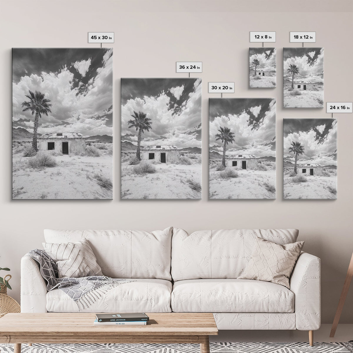 Palm Tree, Desert Shack, Abandoned Beauty, Western Minimalism, Canvas Print, Living Room Wall Art, Rustic Modern Style, Boho Wall Decor