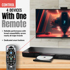 Anderic RRU401.7 4-Device Universal Remote Control with Backlight, Macro and Learning for TV, Cable, Streaming, DVD and more