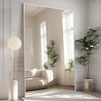 MELOMOIR Oversized Floor Mirror, Free Standing Leaning or Hanging, Suitable for Bedroom Living Room Home Gym Cloakroom, Thin Aluminum Frame, Tempered Glass, Silver