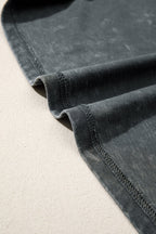 Dark Grey Solid Color Cotton Mineral Washed Oversize Tee