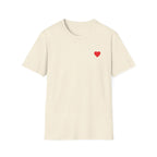 Minimal Red Heart Tee — Small Heart Chest Graphic T-Shirt