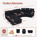 133'' Modular U-Shaped Sectional Compression Sofa