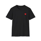 Minimal Red Heart Tee — Small Heart Chest Graphic T-Shirt