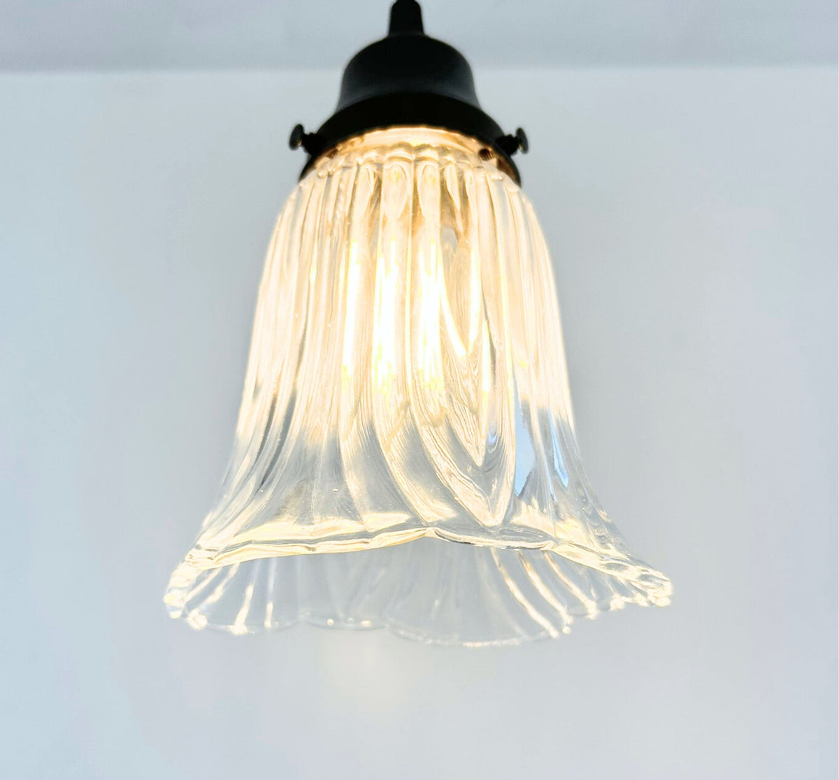 Heavy Pressed Scallop Flare Holophane Pendant