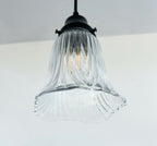 Heavy Pressed Scallop Flare Holophane Pendant