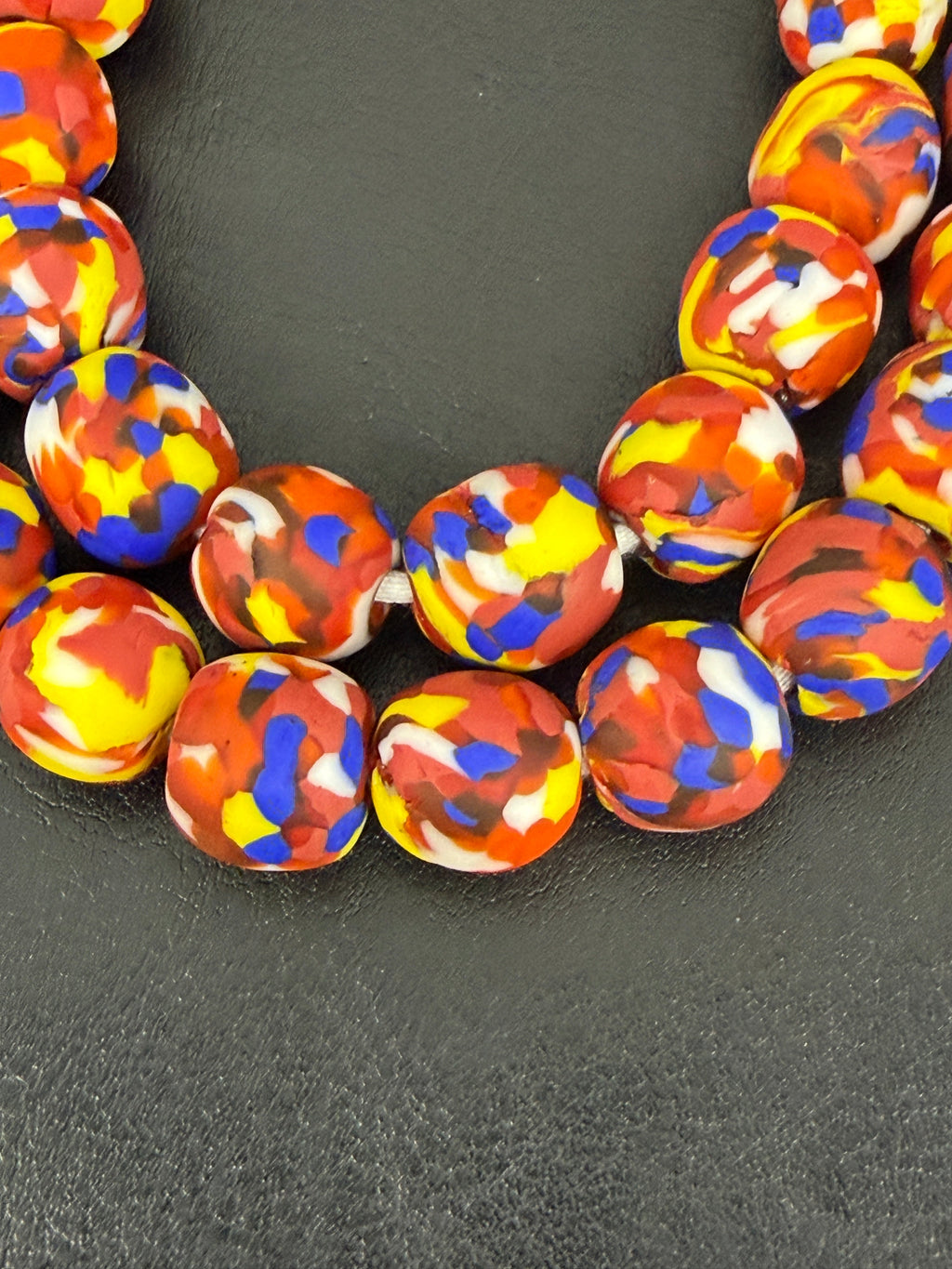 Authentic Fused Krobo Recycled Glass Beads 12–14mm | Multicolor African Glass Beads | Handmade in Ghana