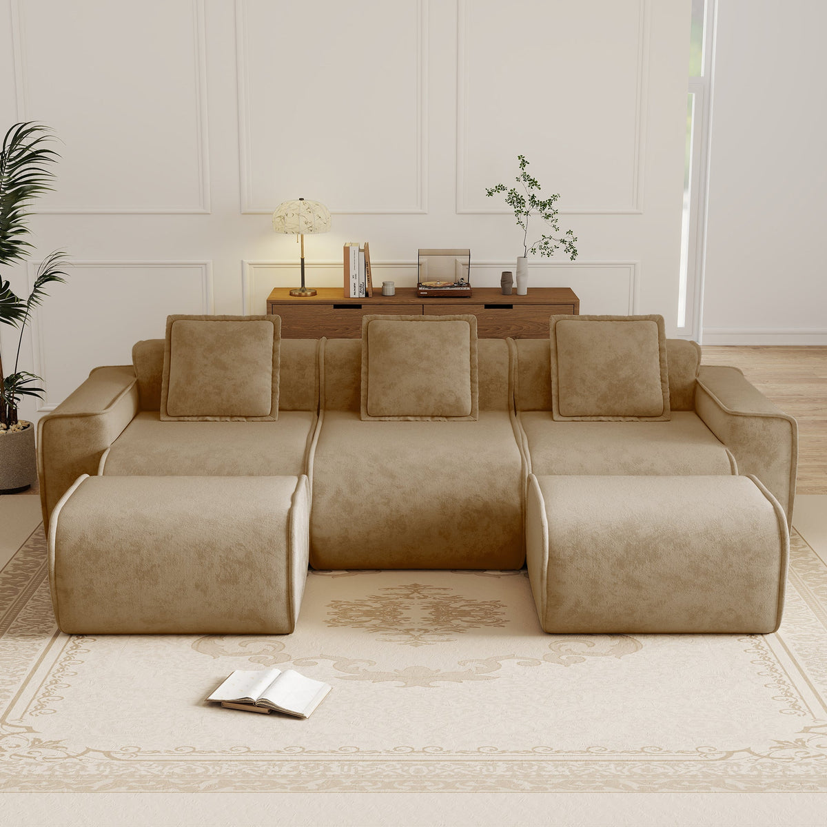 Streamlined Design Modular 3 Seat U Shape Sectional Boneless Sofa