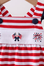 Red stripe flag fireworks embroidery ruffle bubble