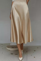 Satin A-Line Midi Skirt