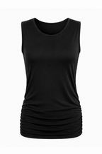 Cotton Lycra Ruche Tank - Black