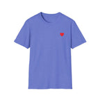 Minimal Red Heart Tee — Small Heart Chest Graphic T-Shirt