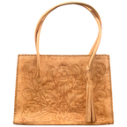 The Amy| Hand-Tooled Leather Tote Bag