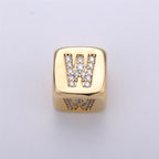9x9mm Gold Initial Letter Beads, Alphabet Beads, Initial Beads, Alphabet Blocks Micro Pave Initial Block Charm for Bracelet Necklace Supply