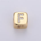 9x9mm Gold Initial Letter Beads, Alphabet Beads, Initial Beads, Alphabet Blocks Micro Pave Initial Block Charm for Bracelet Necklace Supply