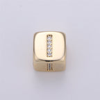 9x9mm Gold Initial Letter Beads, Alphabet Beads, Initial Beads, Alphabet Blocks Micro Pave Initial Block Charm for Bracelet Necklace Supply