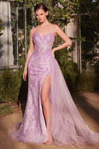 Andrea & Leo A1379 Floral Motif Strapless Fitted Gown