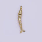 24K Gold Filled Green CZ Multidimensional Artisan Fish Charm | AA965